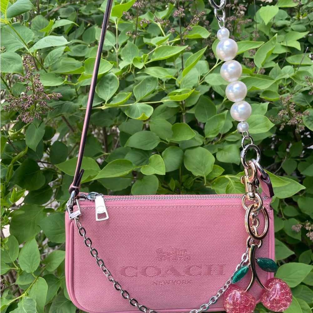 Coach Pink Crossbody Bag with Chain and Pearl Accent - Picture 5 of 5